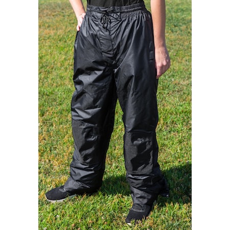 Rps Outdoors Rain Pants, Nylon with Polyester Coating, Pull On Closure, Black, Size Ladies 2XL 51-108-17